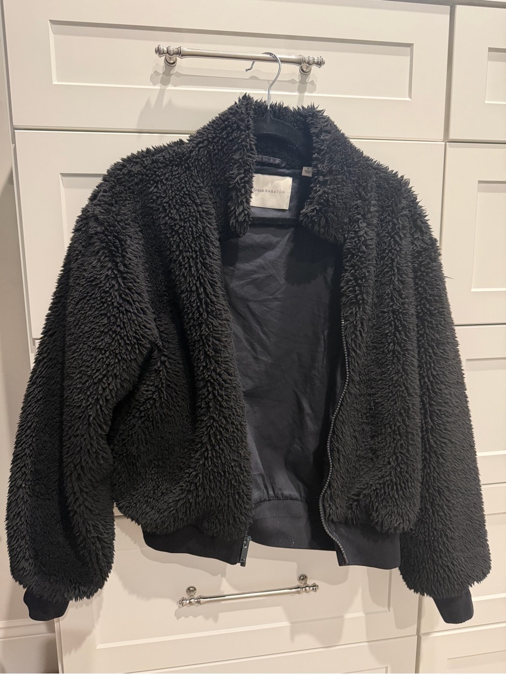 Babaton Black Faux Sherpa Zip Jacket